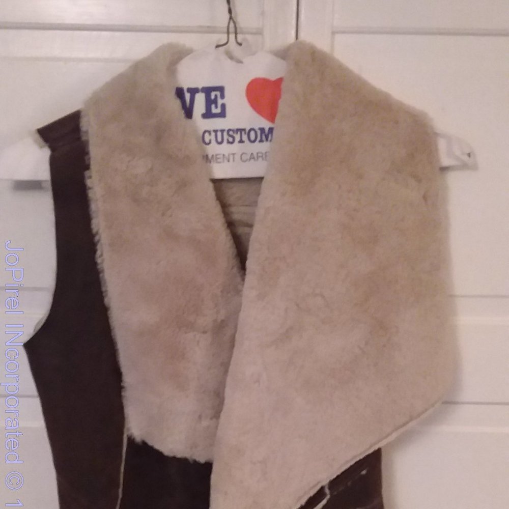 Sherpa-like Faux Suede Camel Brown Vest